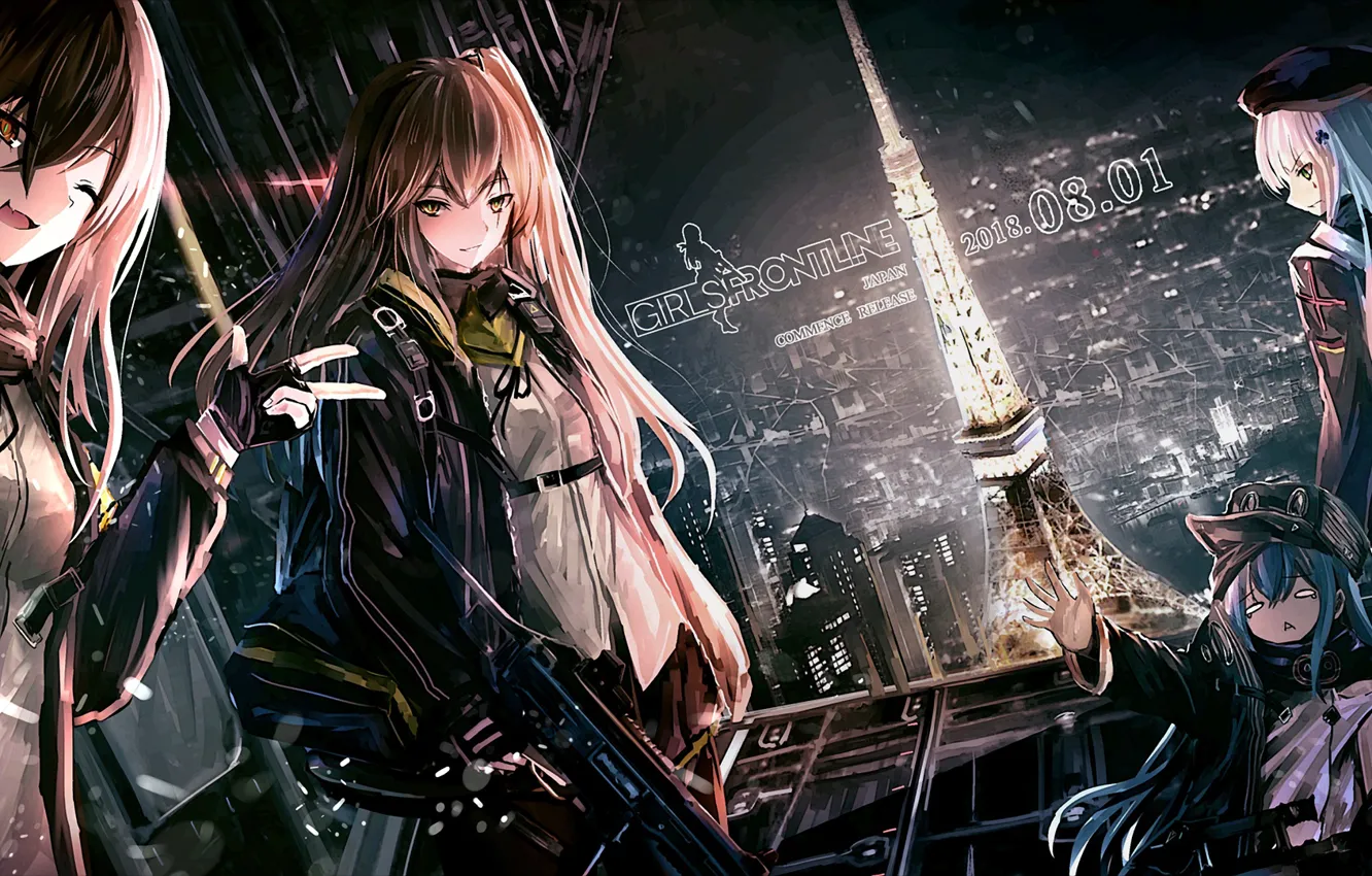 Фото обои оружие, руины, Girls Frontline, Девушки фронта