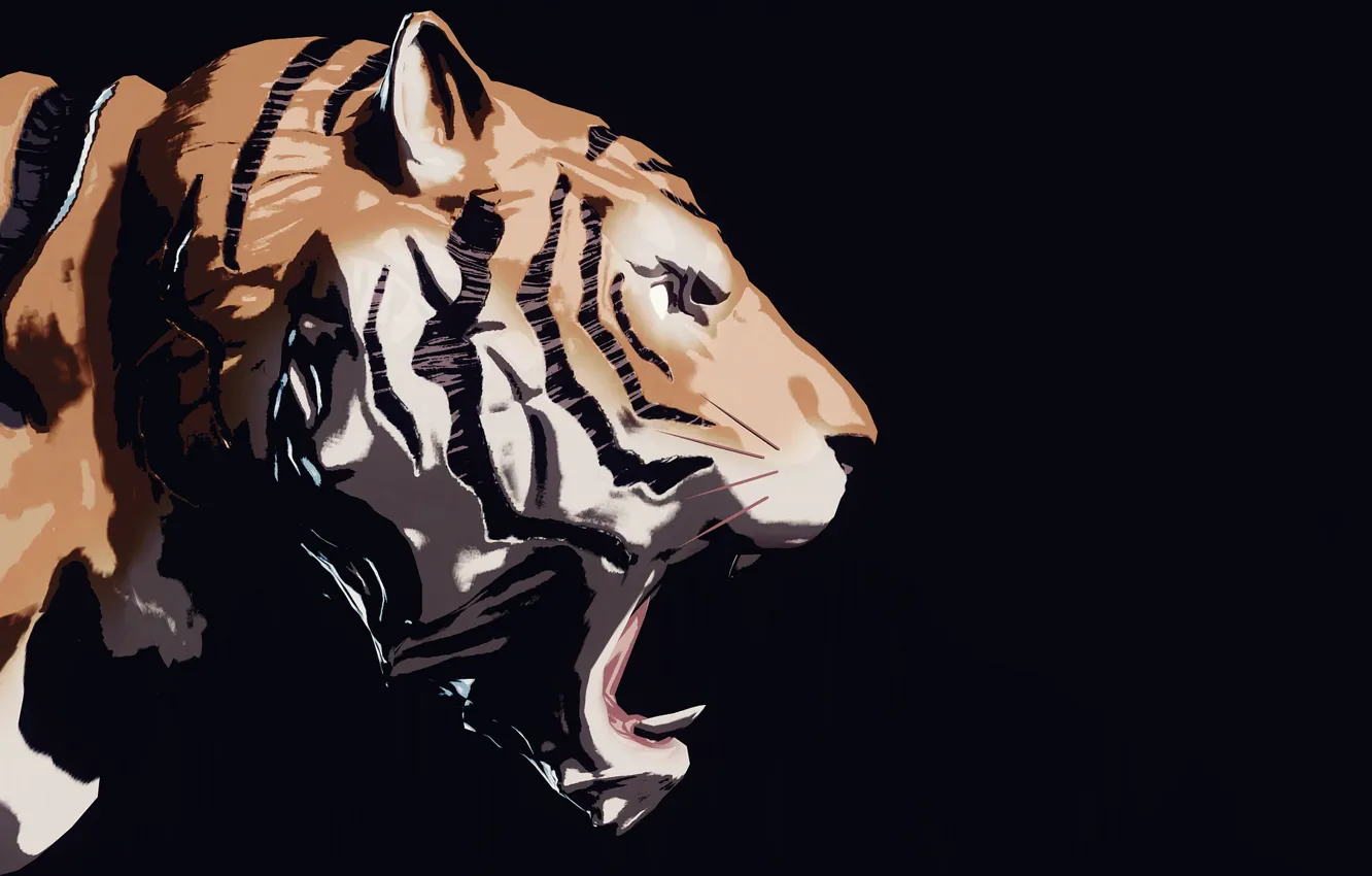 Фото обои тигр, рендеринг, фон, Шер-Хан