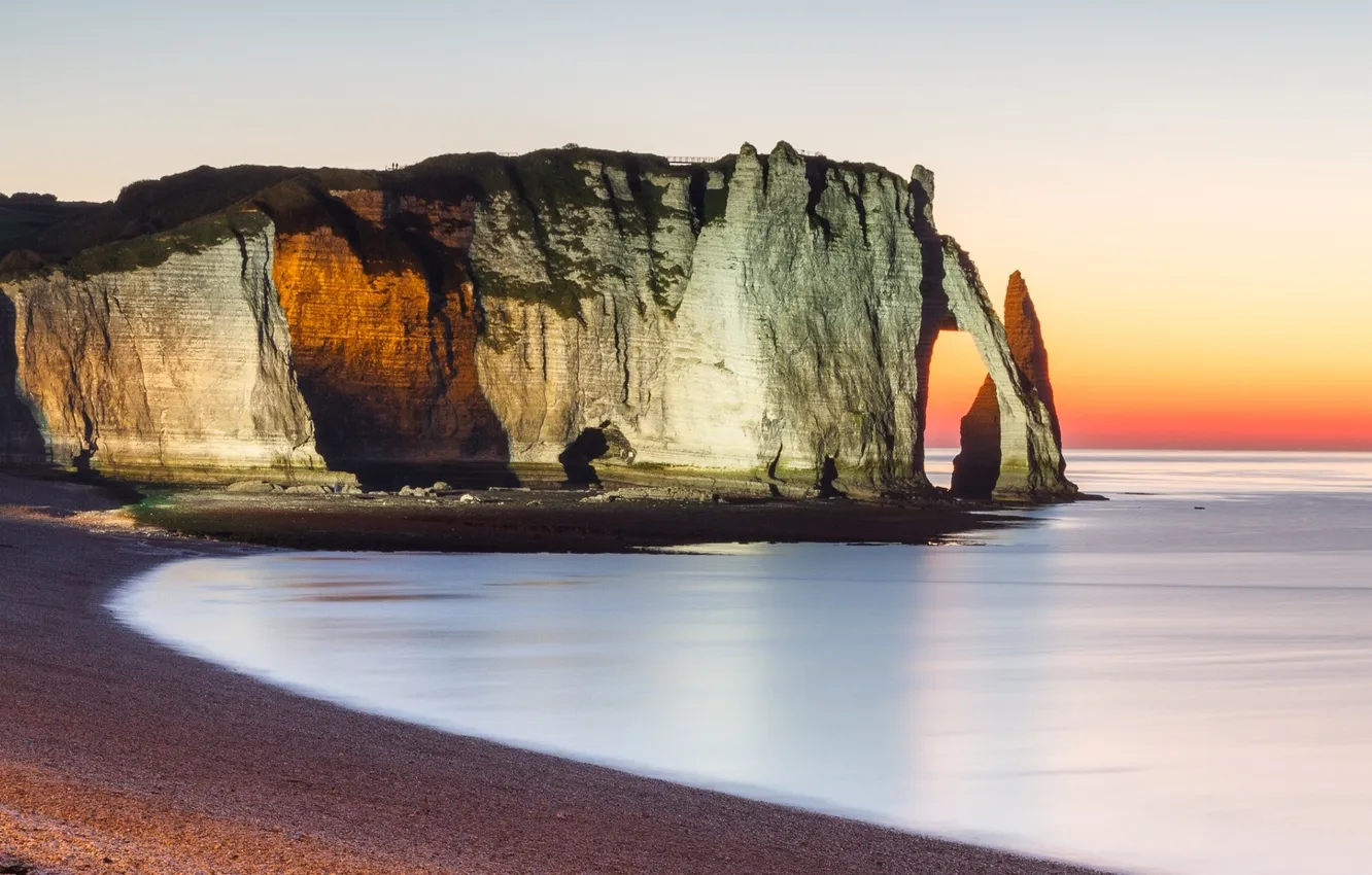 Фото обои landscape, Normandy, Etretat Cliff by Night