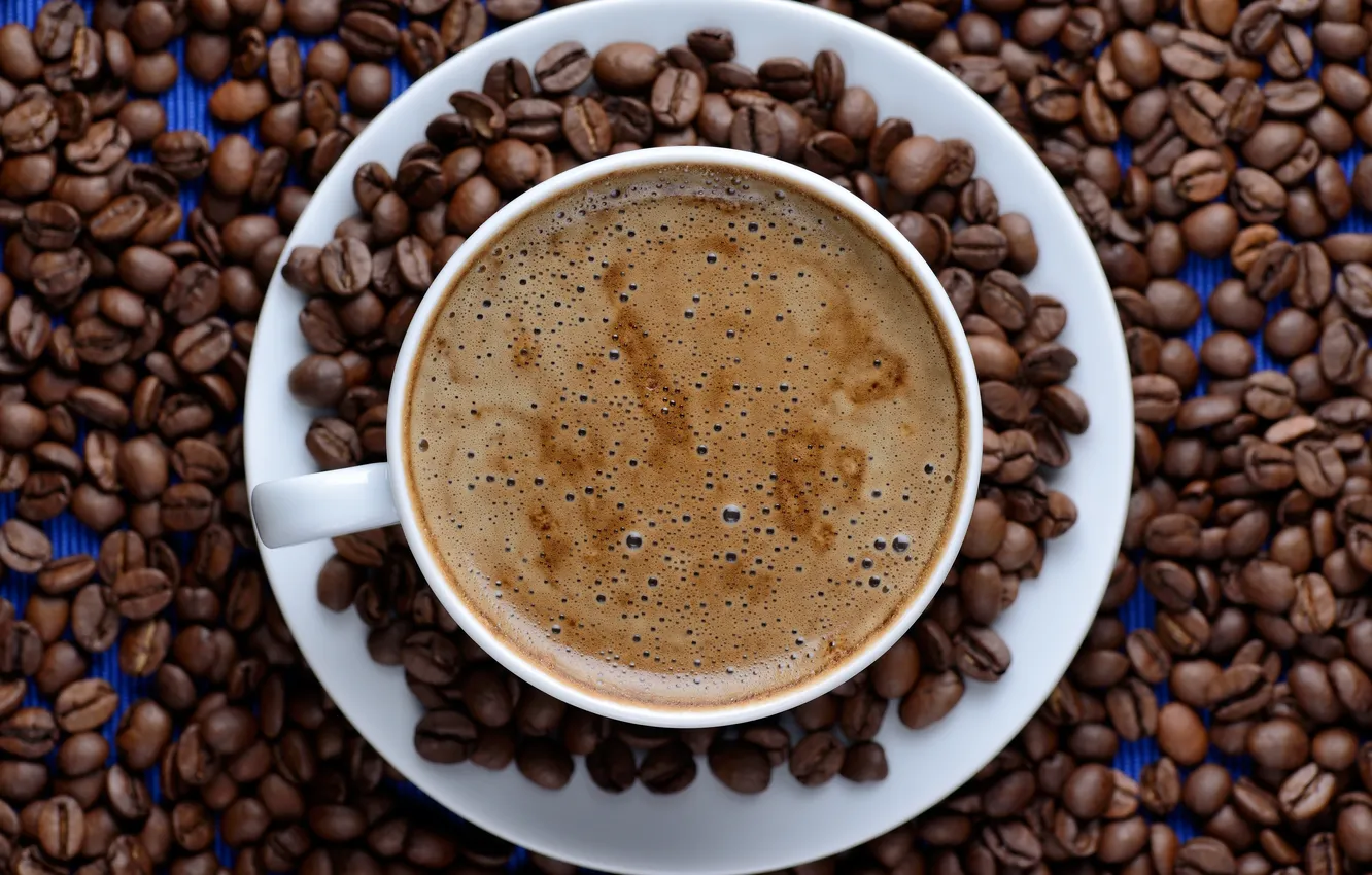 Фото обои кофе, кофейные зерна, пенка, coffee, coffee beans