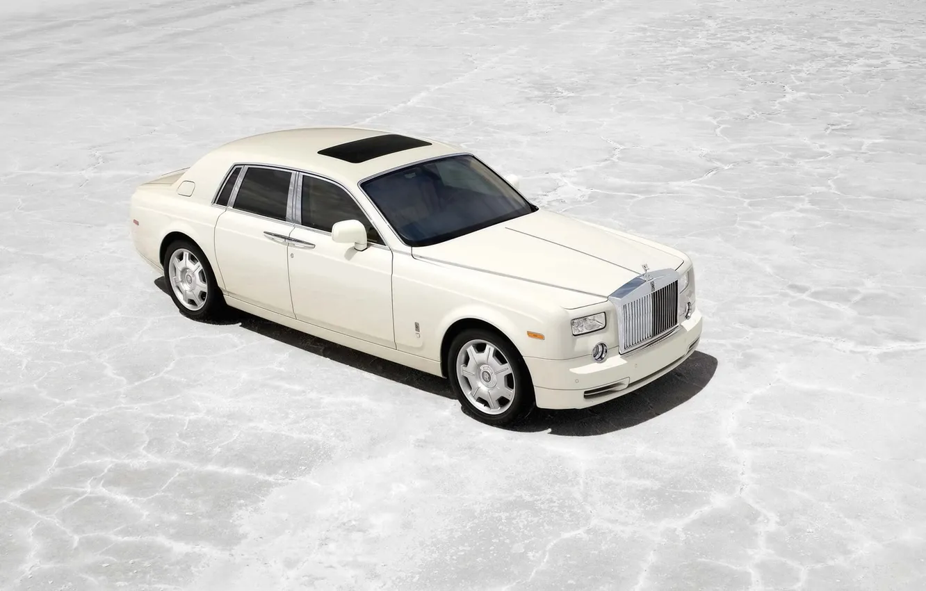 Фото обои машина, авто, белая, седан, роскошь, rolls-royce, phantom, фантом