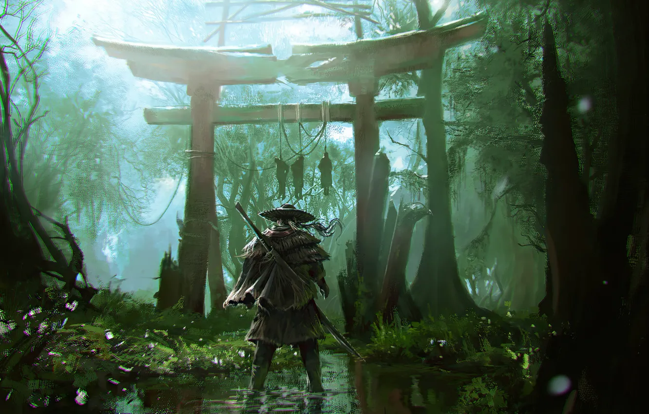 Фото обои игра, самурай, games, art, samurai, ghost of tsushima