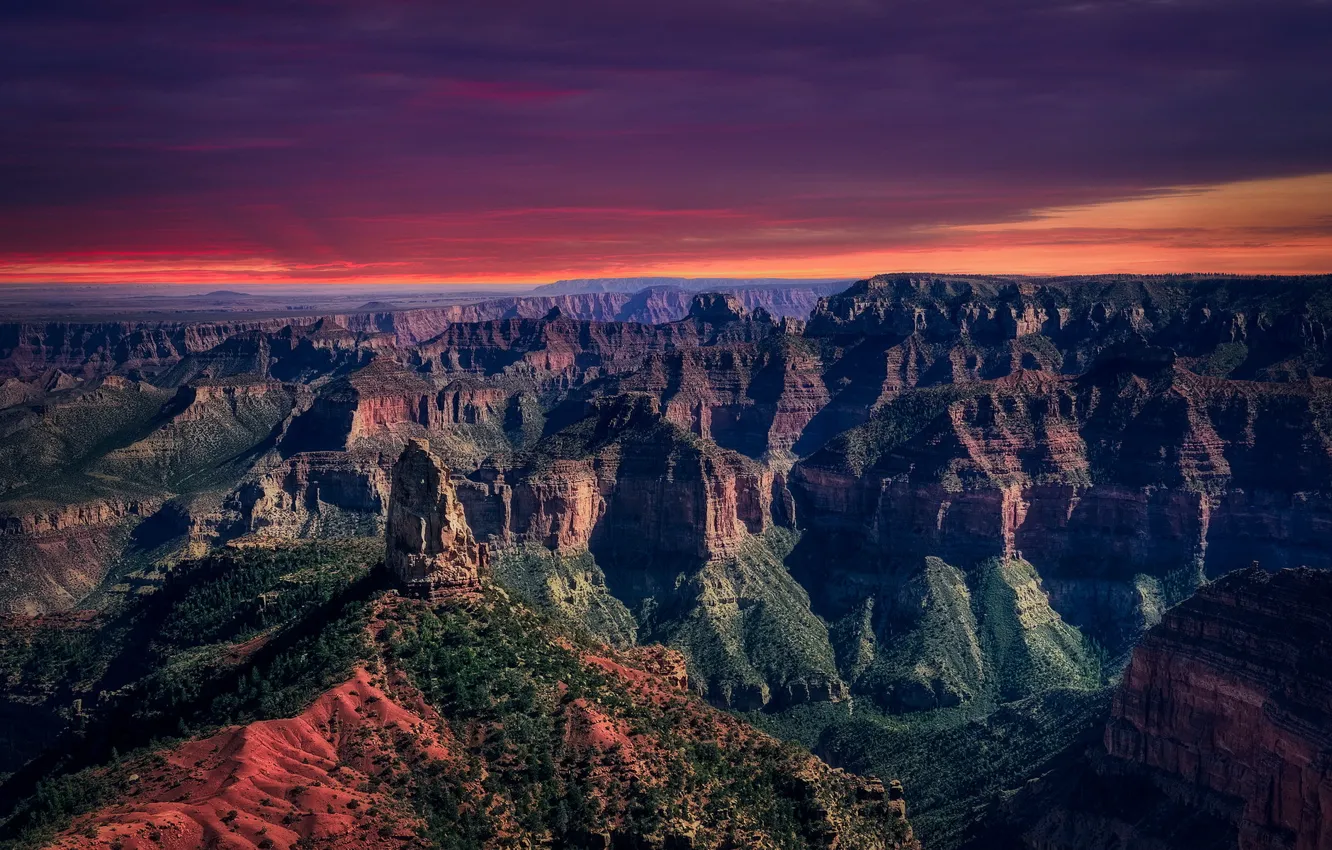 Фото обои USA, Landscape, Arizona, Sunset, Grand Canyon, Imperial Point