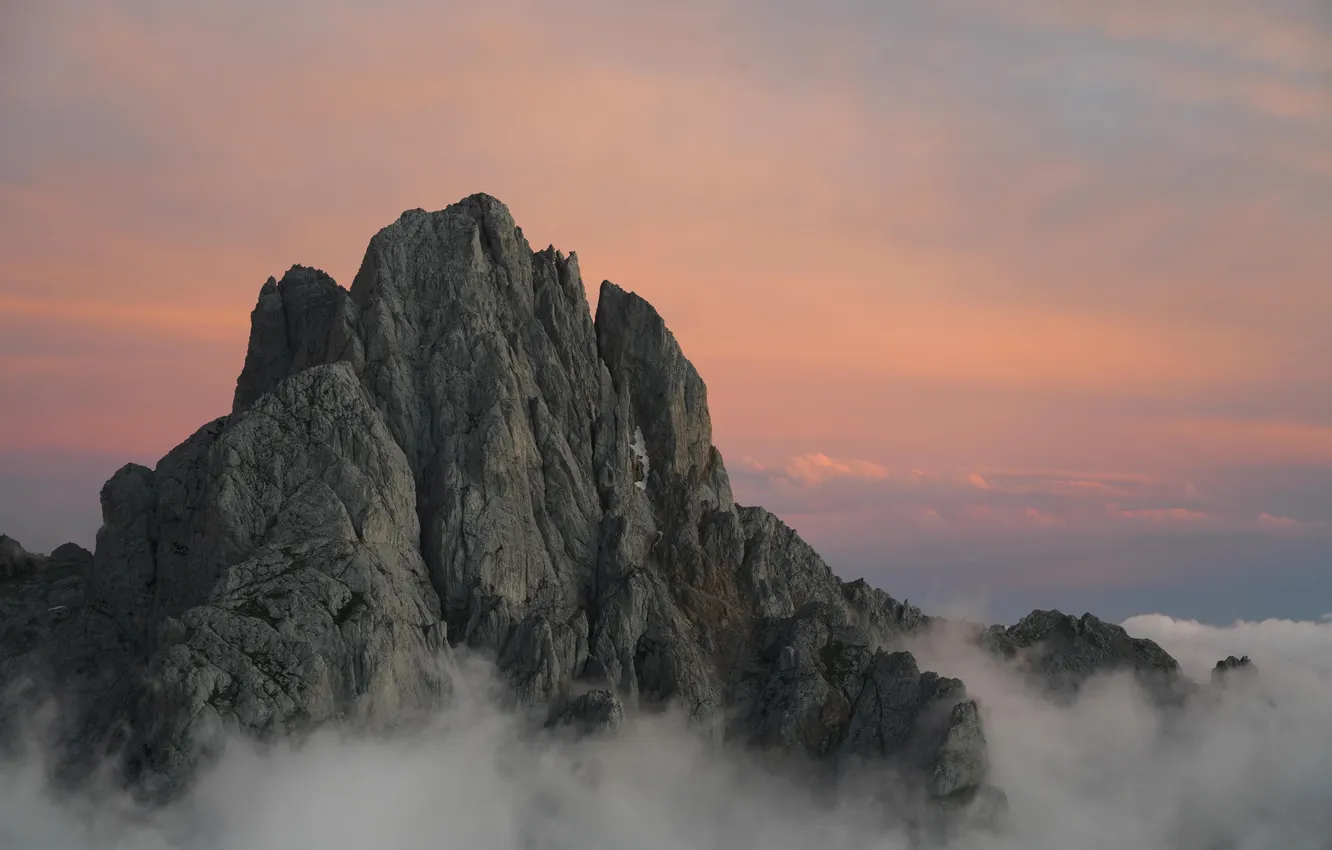 Фото обои sky, landscape, nature, sunset, mountains, clouds, Spain, mist