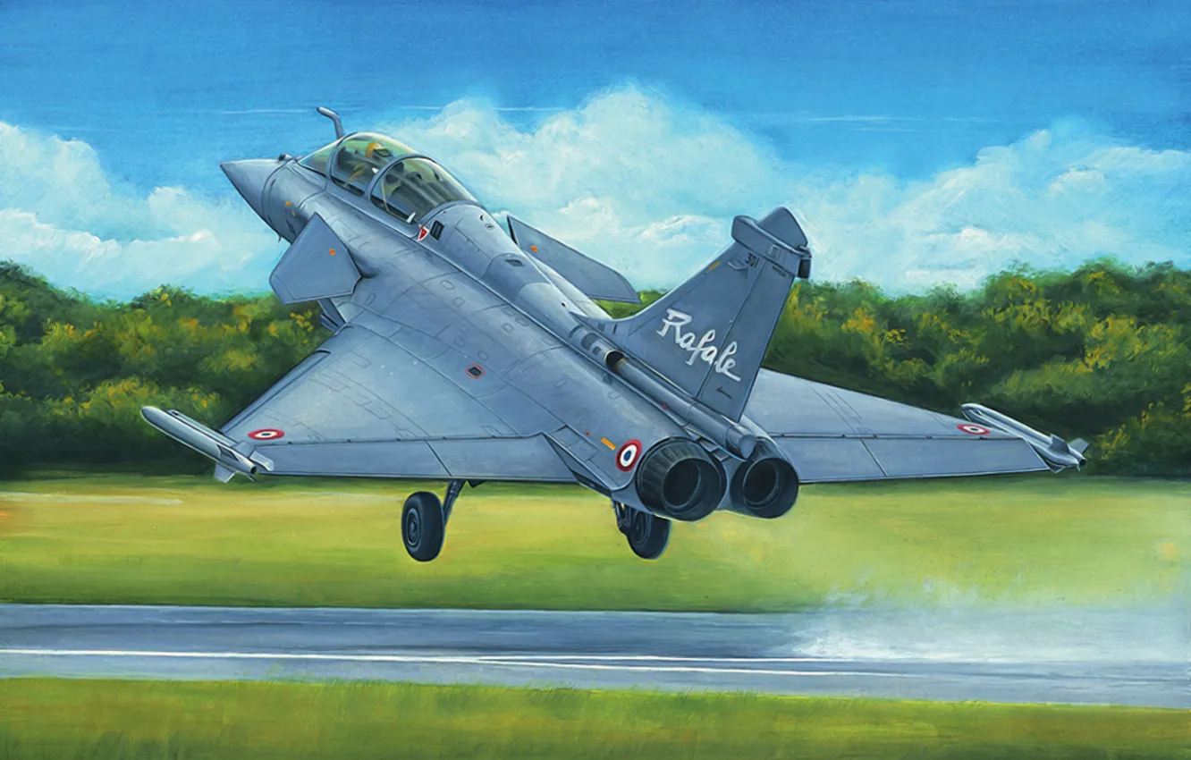 Фото обои art, painting, jet, Dassault Rafale