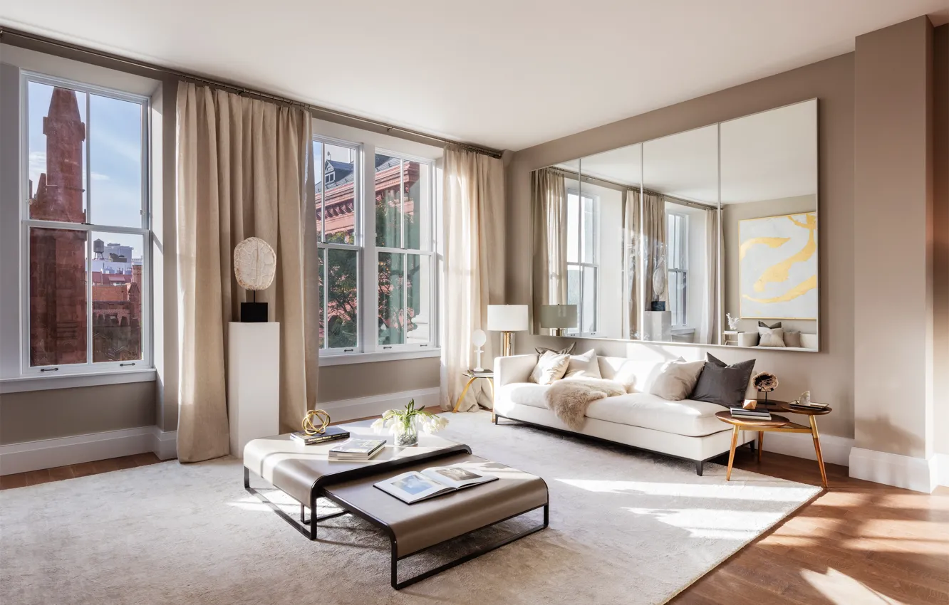 Фото обои интерьер, NYC, гостиная, Flatiron penthouse