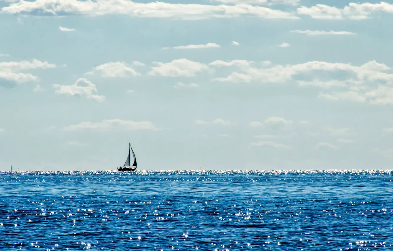 Фото обои небо, тучи, океан, духи, яхта, парус, sea, blue
