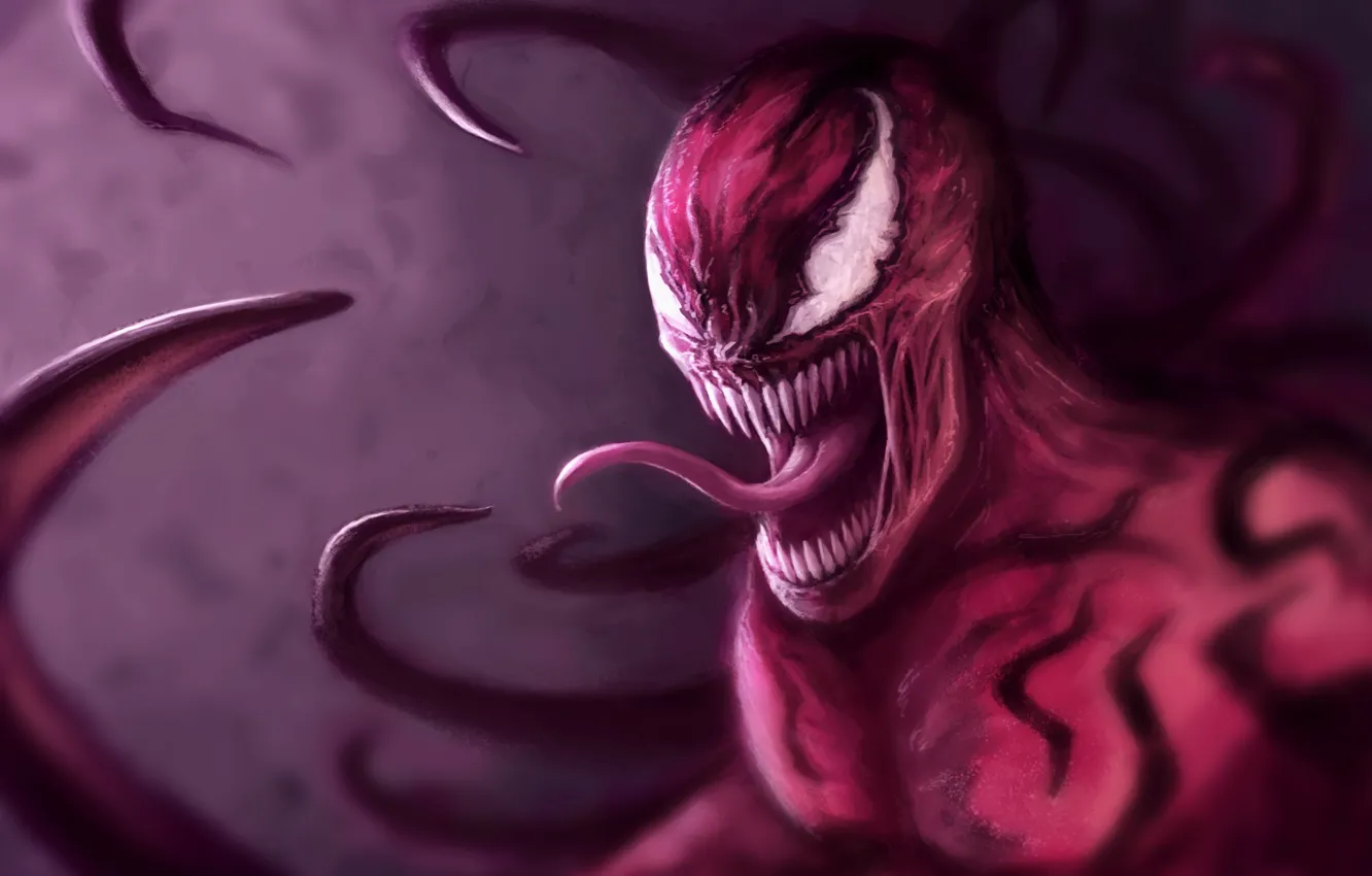 Фото обои клыки, art, Marvel Comics, Spider-Man, carnage, Cletus Kasady, паразит
