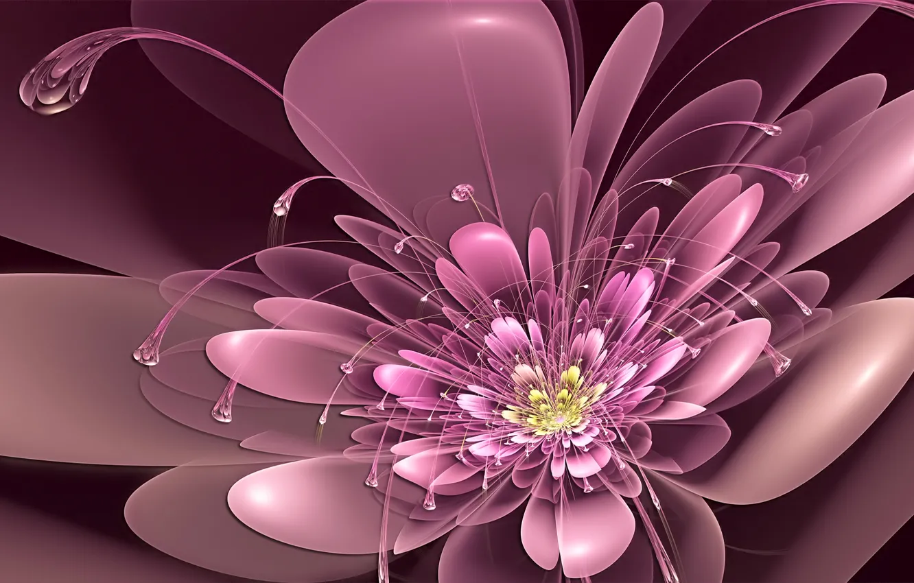 Фото обои цветок, розовый, неон, лепестки, арт, усики