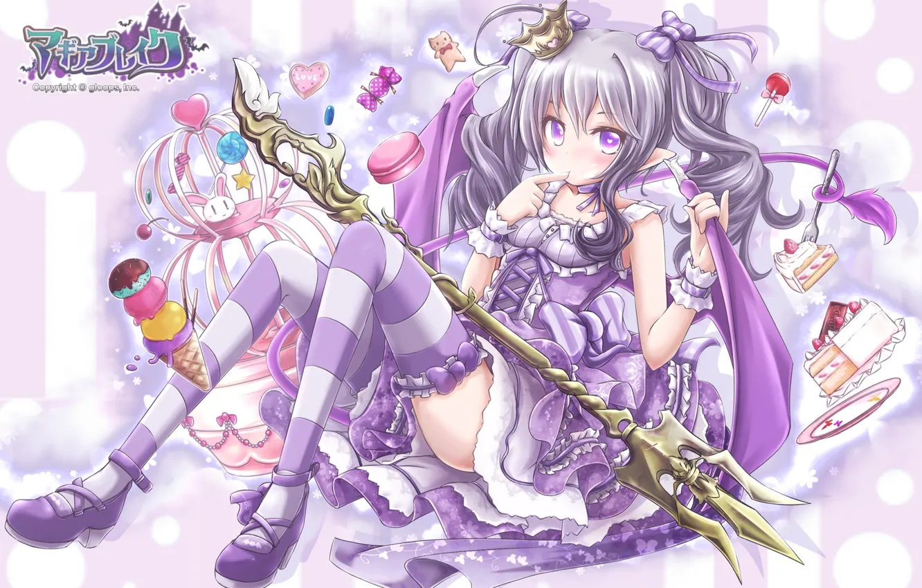 Фото обои девушка, трезубец, сладости