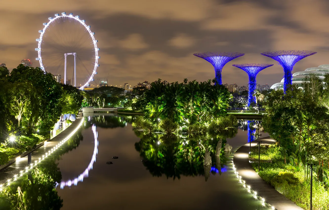 Фото обои пруд, фото, Сингапур, Singapore, Gardens by the Bay
