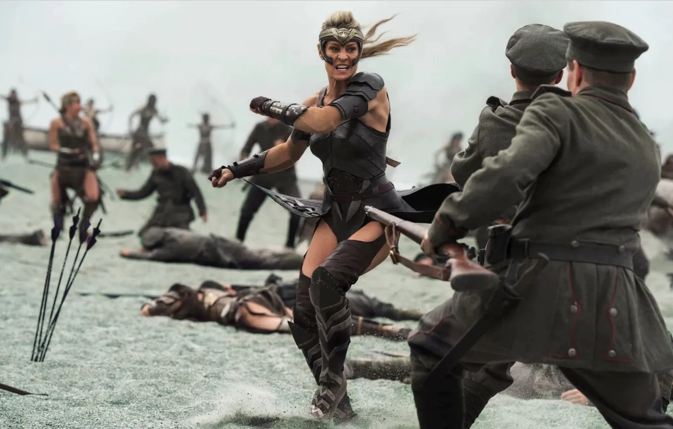 Фото обои cinema, gun, Wonder Woman, soldier, armor, weapon, man, movie