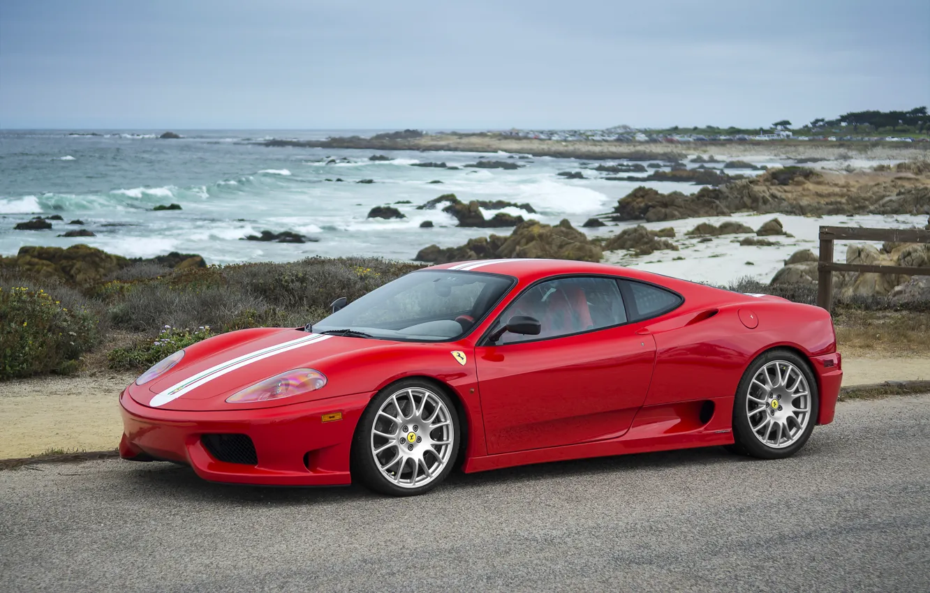 Фото обои Ferrari, Red, 360, sea
