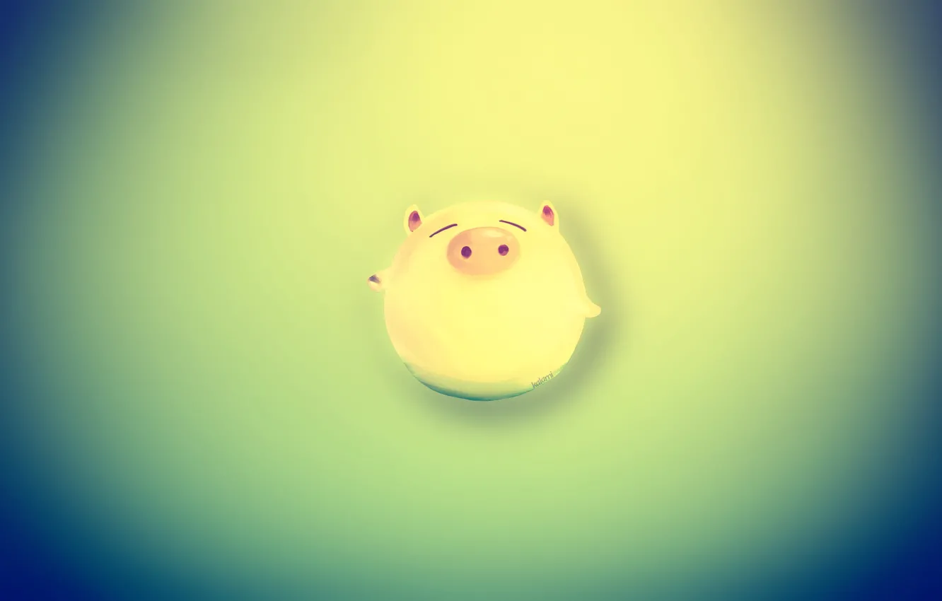 Фото обои green, blur, gradient, pig, happy pig