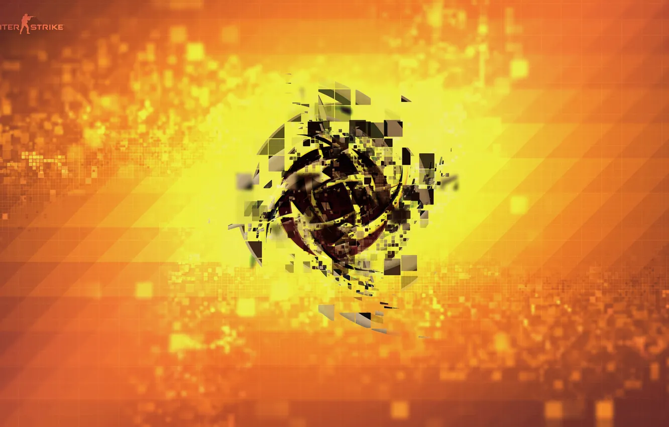Фото обои logo, orange, counter-strike, pixels, global offensive, csgo, nip, cs go