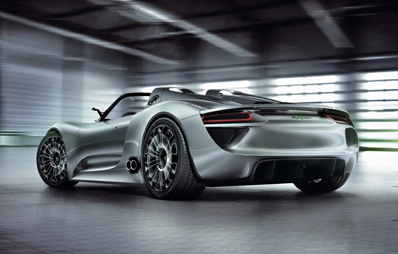 Фото обои Porsche, порше, гибрид, задок, гиперкар, Porsche 918 Spyder Concept