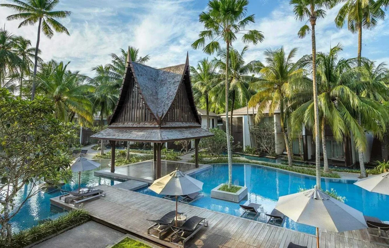 Фото обои пальмы, бассейн, Таиланд, Phuket, курорт, Twinpalms resort