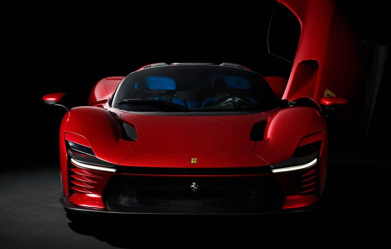 Фото обои красный, Ferrari, суперкар, вид спереди, Daytona, Ferrari Daytona SP3