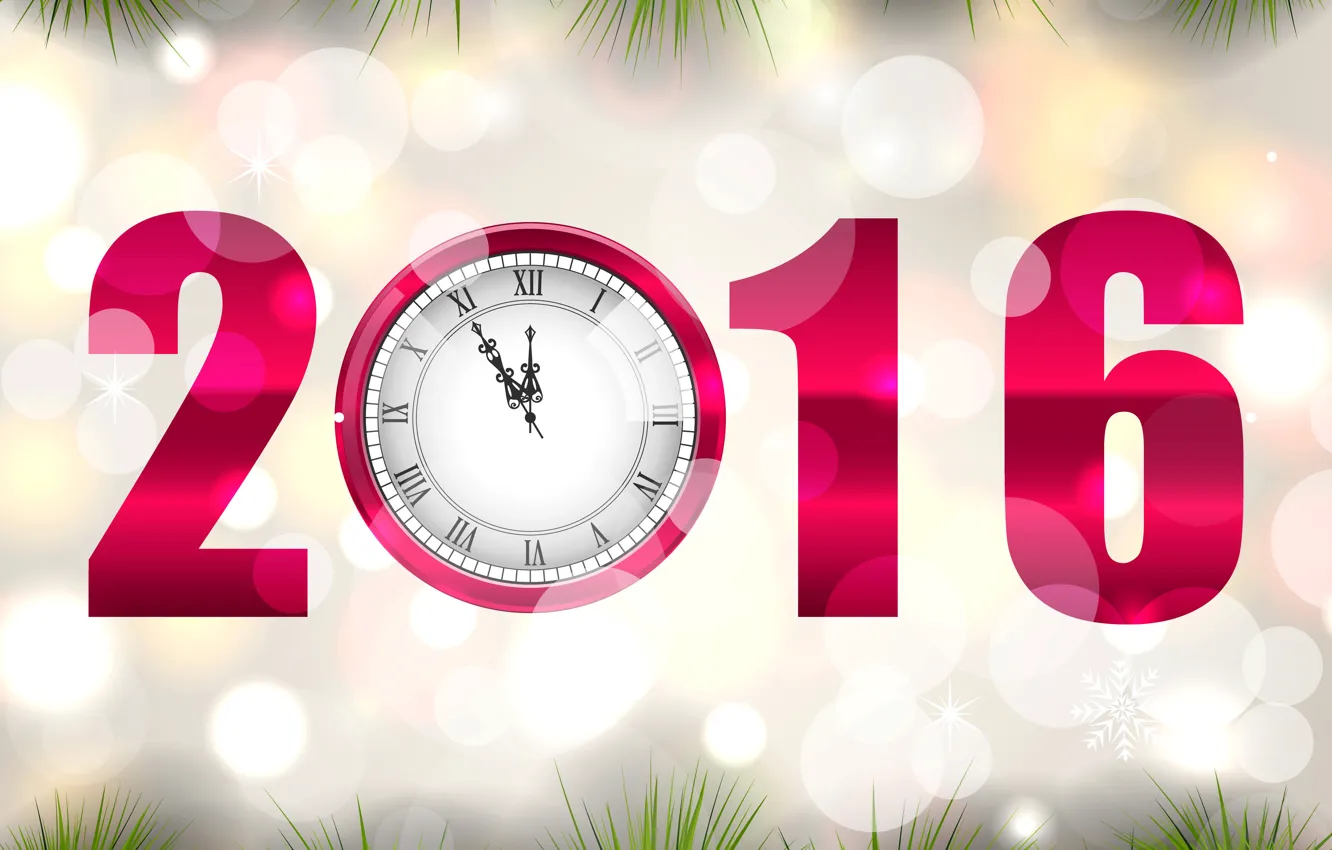 Фото обои часы, Новый год, New Year, Clock, 2016