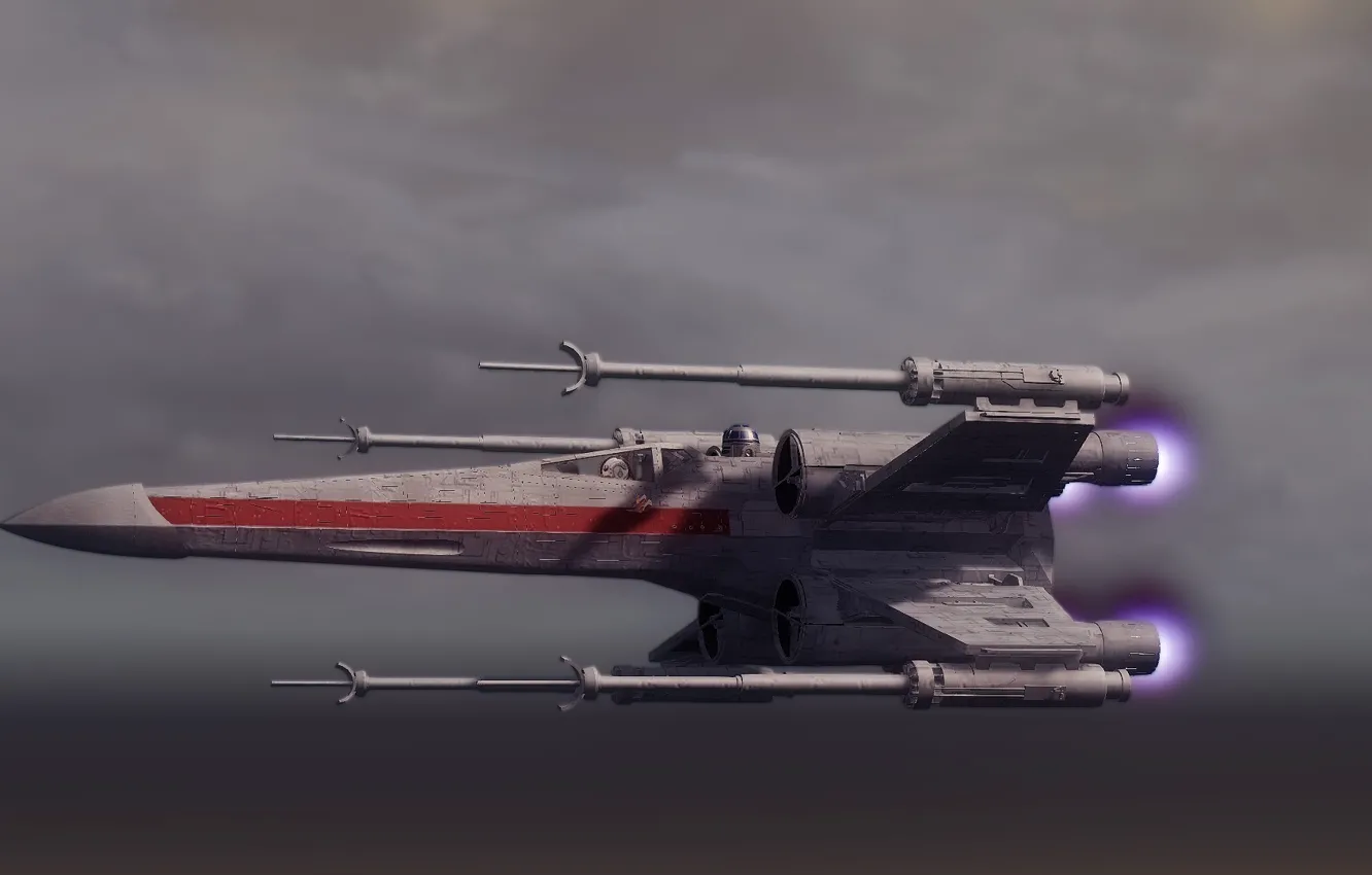 Фото обои полет, Star Wars, Звездные Войны, космический корабль, X-wing