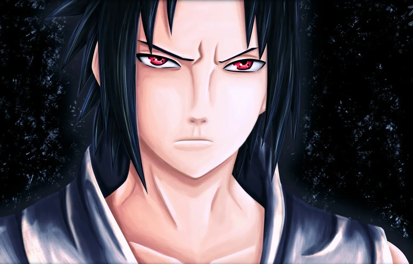 Фото обои арт, парень, Naruto, красные глаза, Sasuke Uchiha