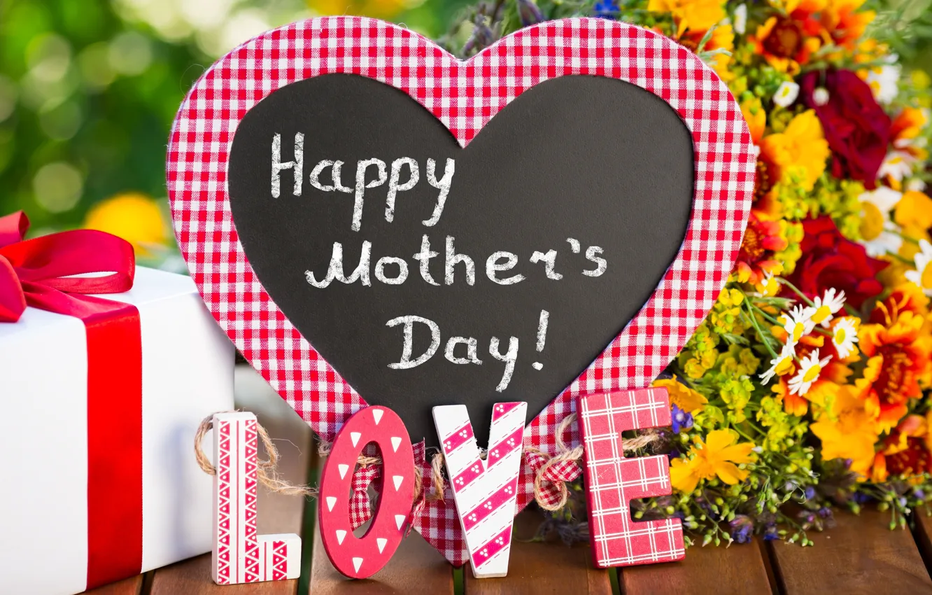Фото обои любовь, цветы, подарок, сердце, Love, День матери, Mother's Day