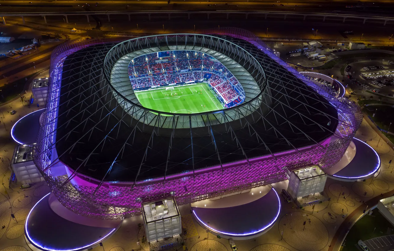 Фото обои футбол, вид сверху, стадион, Qatar, Doha, Доха, Катар, ФИФА 2022