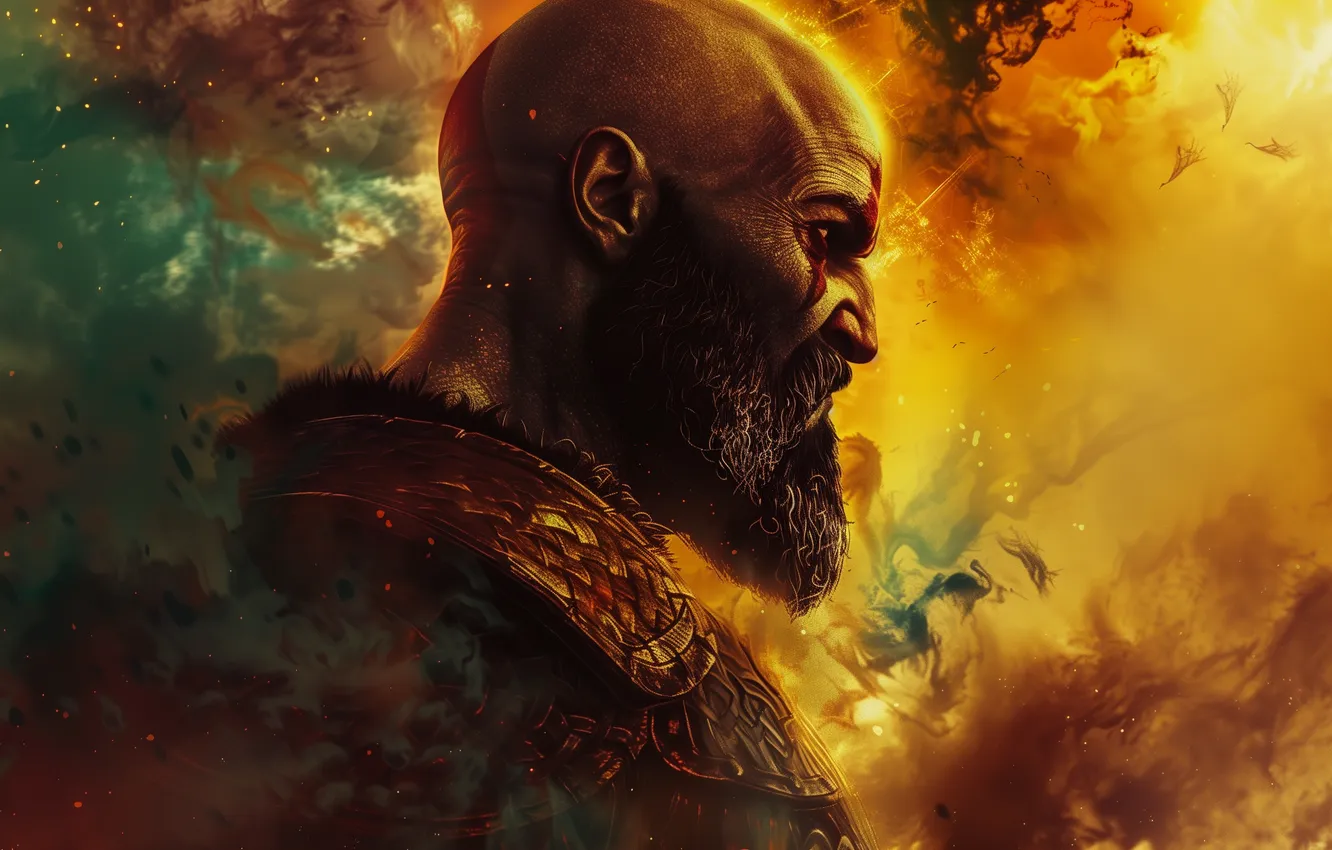 Фото обои god of war, weapon, kratos, sony, snow, man, blade, cool