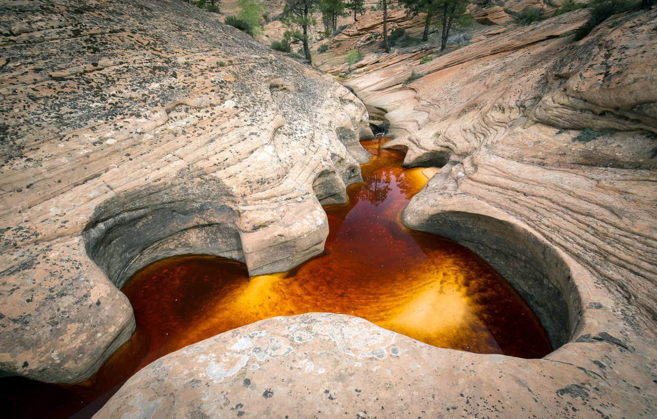Фото обои горы, природа, река