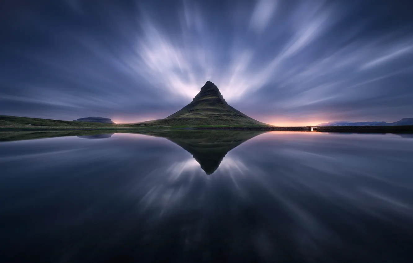 Фото обои небо, вода, гора, Исландия