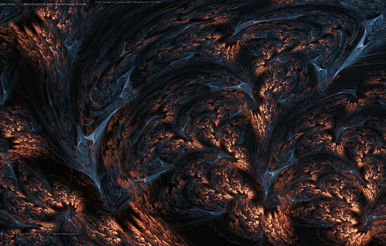Фото обои скалы, лава, фрактал, lava flow