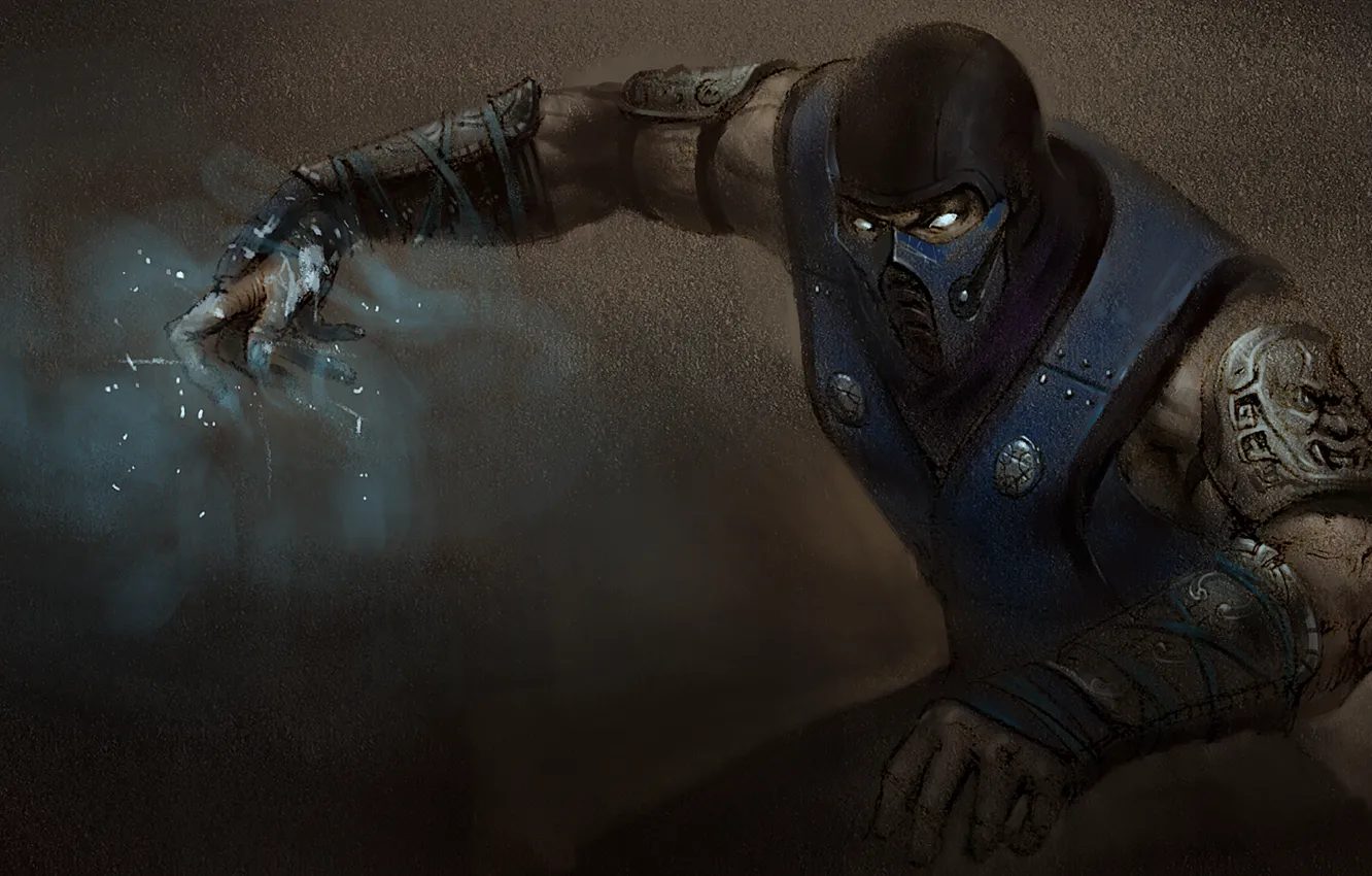 Фото обои маска, ниндзя, art, Mortal Kombat, Sub-Zero, Kuai Liang