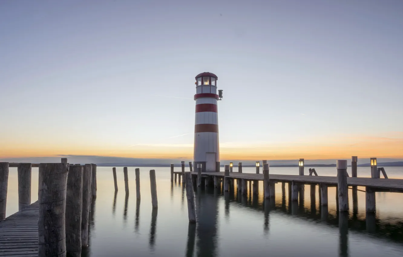 Фото обои море, берег, Podersdorf Lighthouse