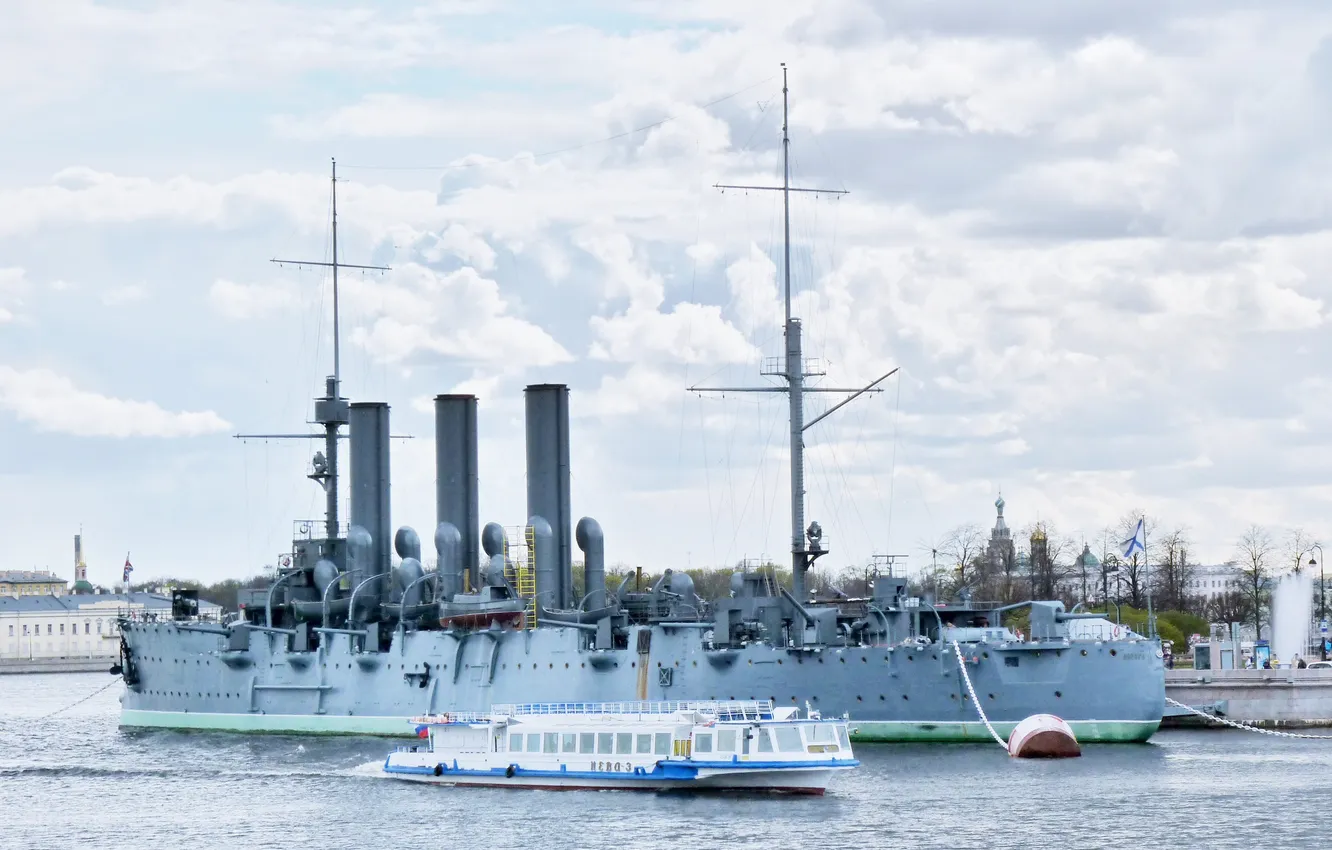 Фото обои Санкт-Петербург, Крейсер «Аврора», военные корабли, Бронепалубные крейсера