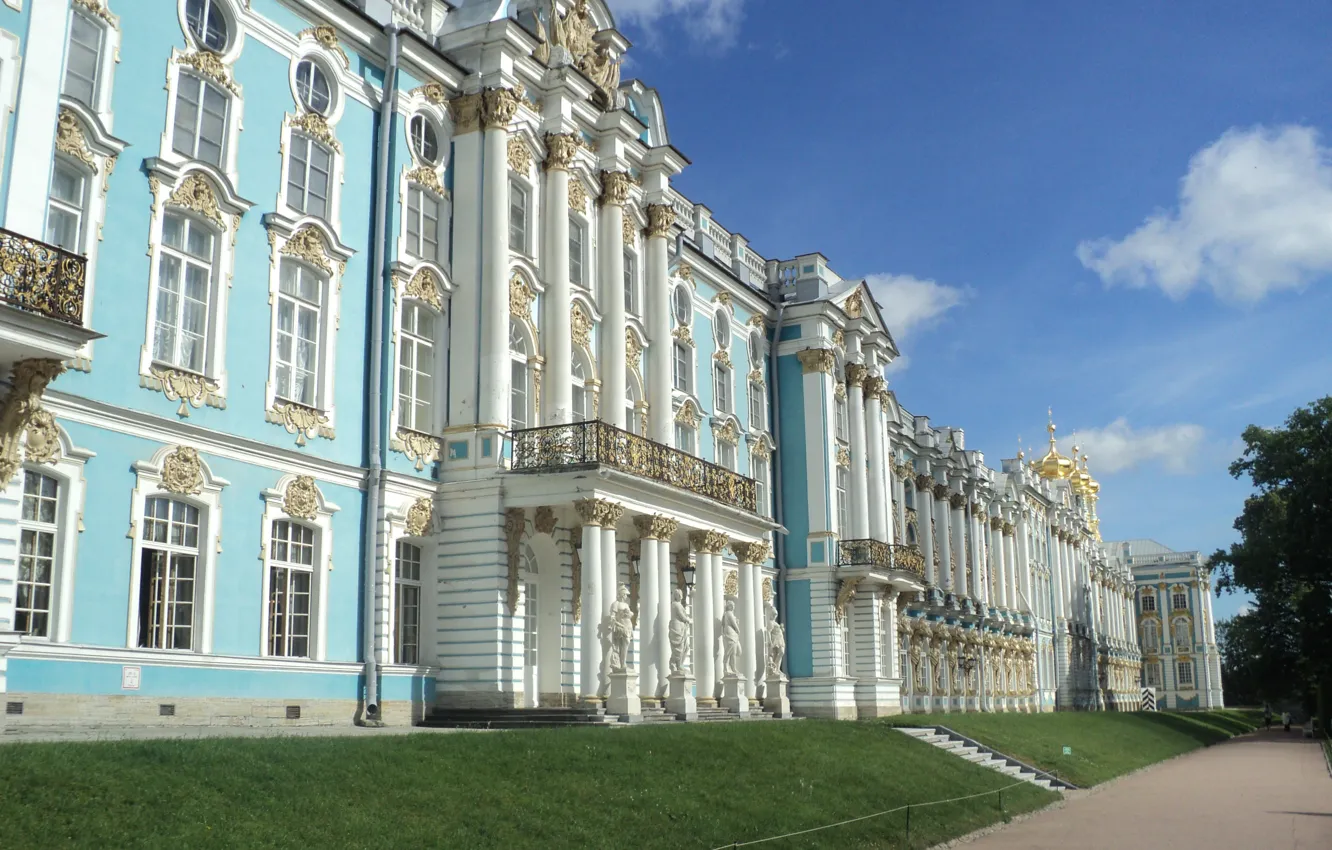 Фото обои лето, небо, облака, парк, Екатерининский дворец