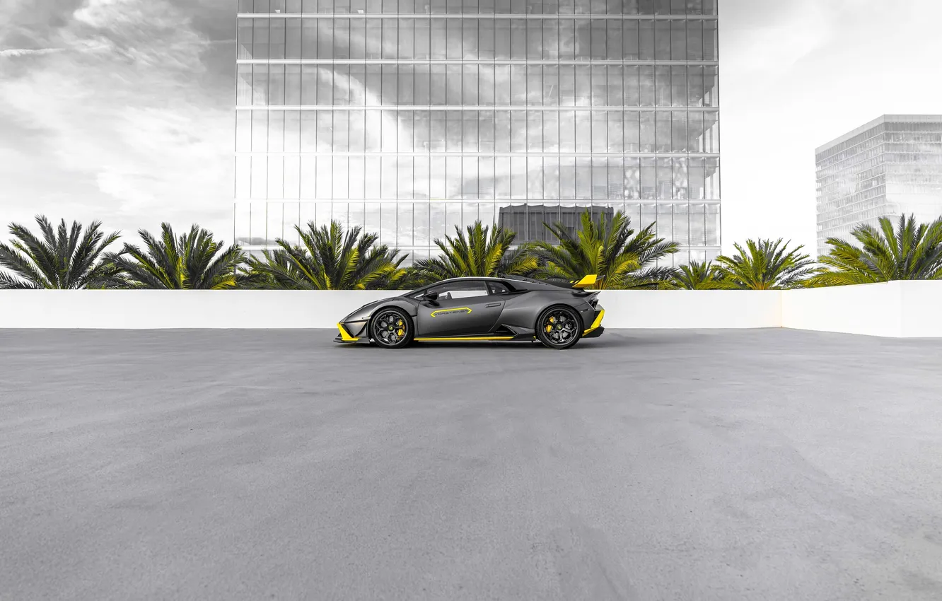 Фото обои car, city, Lamborghini, sky, clouds, black cars, Lamborghini Huracan, two tone car