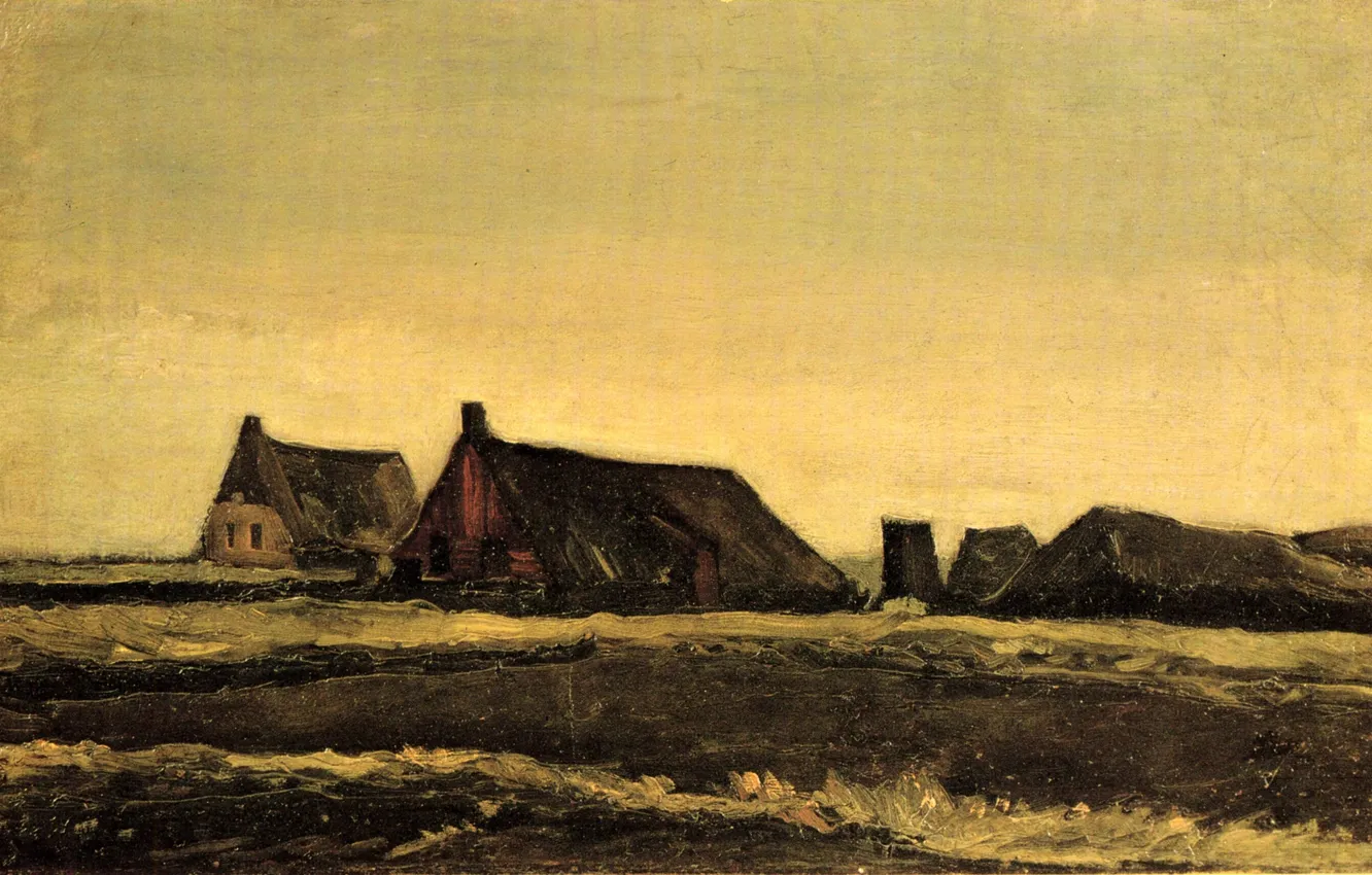 Фото обои Vincent van Gogh, Early paintings, Cottages, домишки