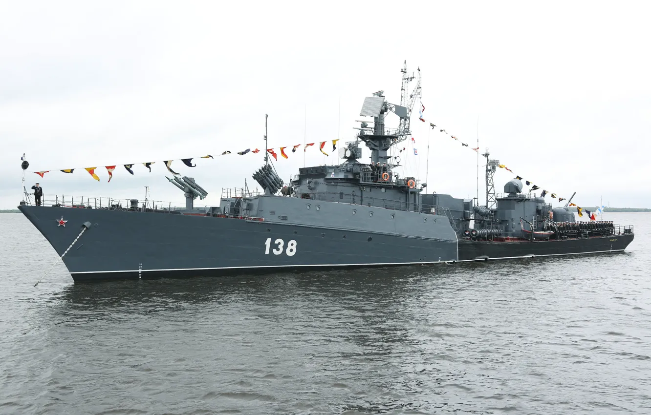 Фото обои корабль, противолодочный, малый, Парад, Северный Флот, День ВМФ, Нарьян Мар