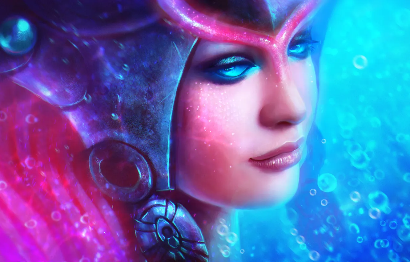 Фото обои лицо, League of Legends, Nami, support, The Tidecaller