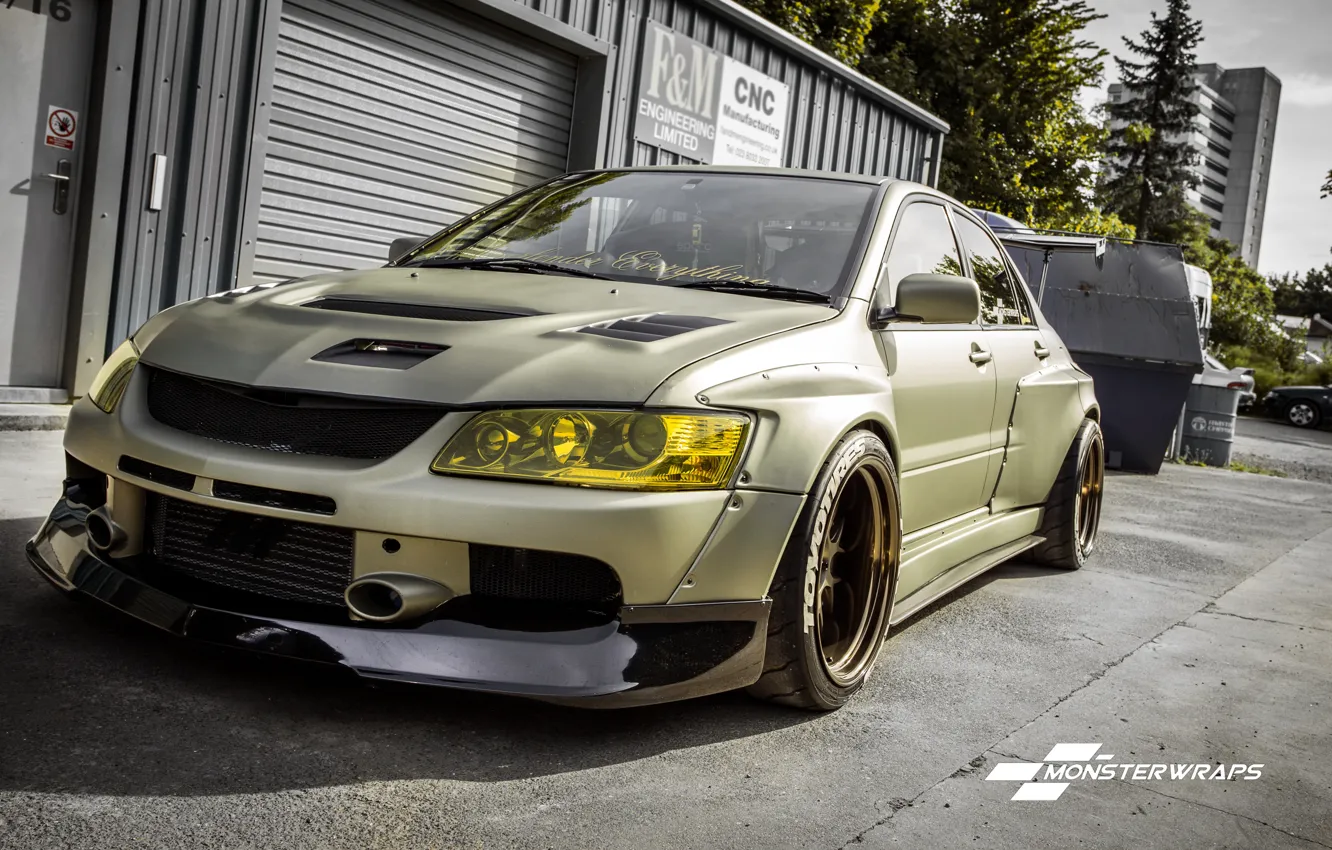 Фото обои Mitsubishi, Evo, sand, matte, Midnight, Wide arch