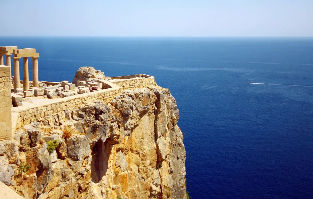 Фото обои ruins, Greece, sea cliff