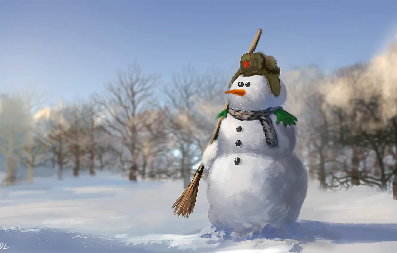 Фото обои зима, снеговик, Winter Soldier, Зимний солдат, Denis Loebner