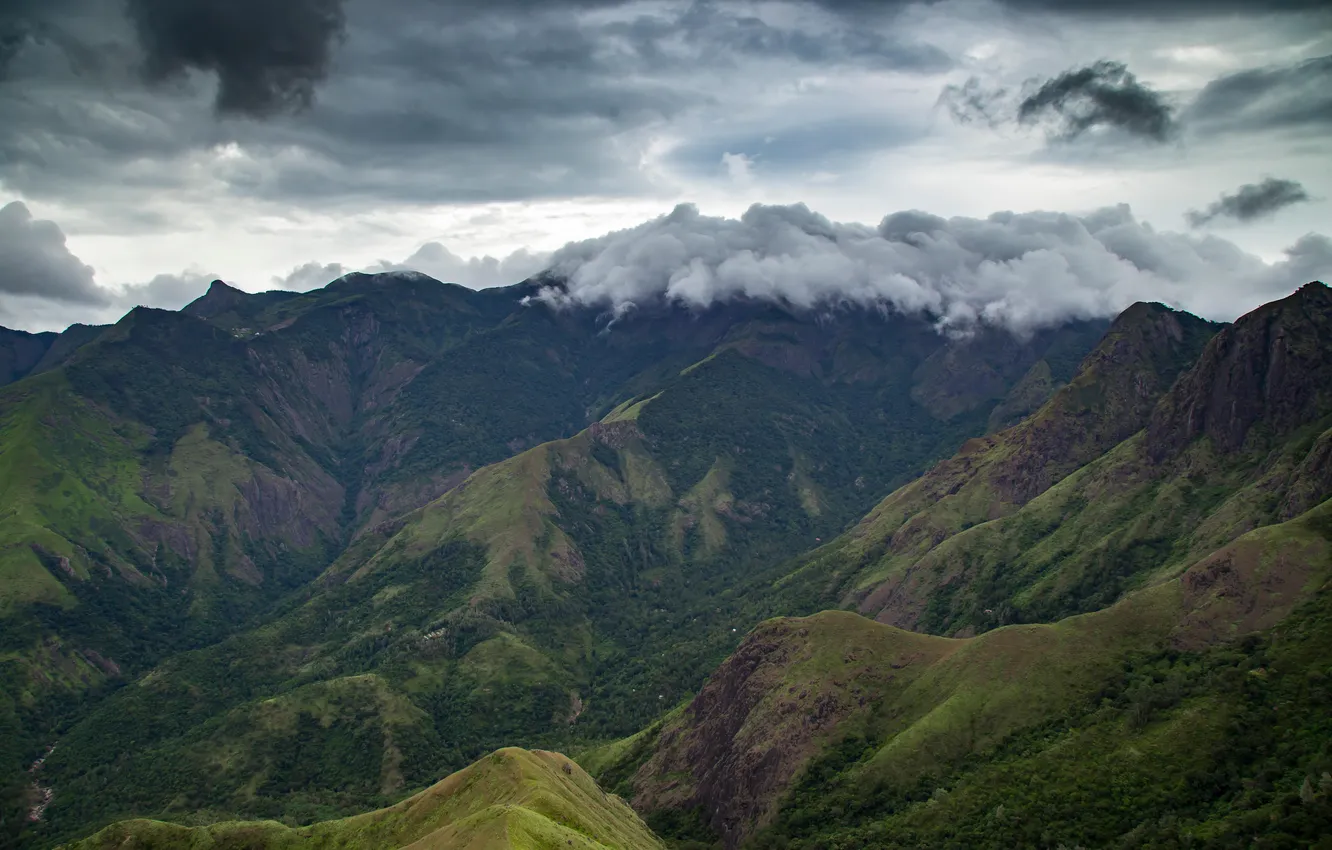 Фото обои rock, beautiful, mountains, mountain, india, natural, top view, sky clouds