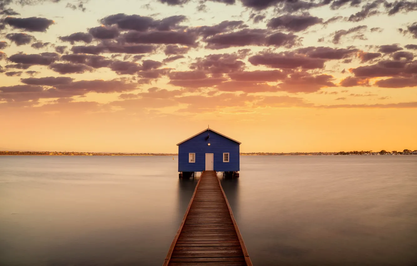 Фото обои Sunrise, Western Australia, Perth, Swan River, Matilda Bay