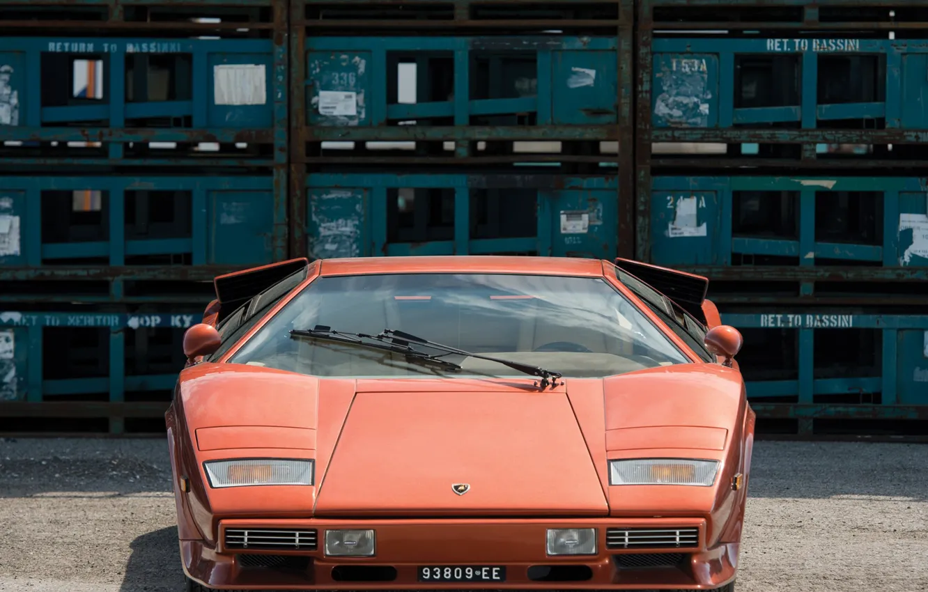 Фото обои Оранжевый, Перед, Supercar, Lamborghini Countach, 1974