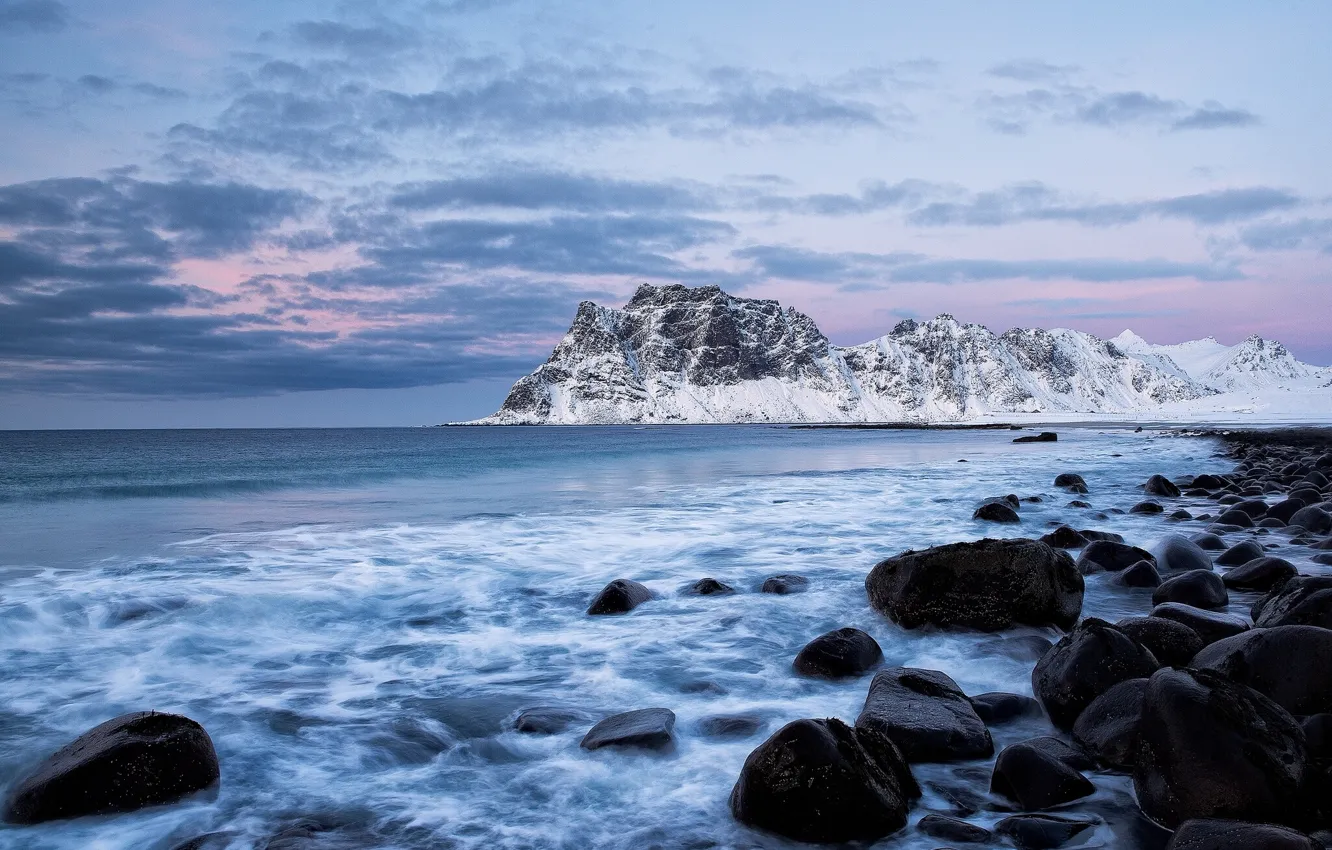 Фото обои море, горы, камни, Норвегия, Norway