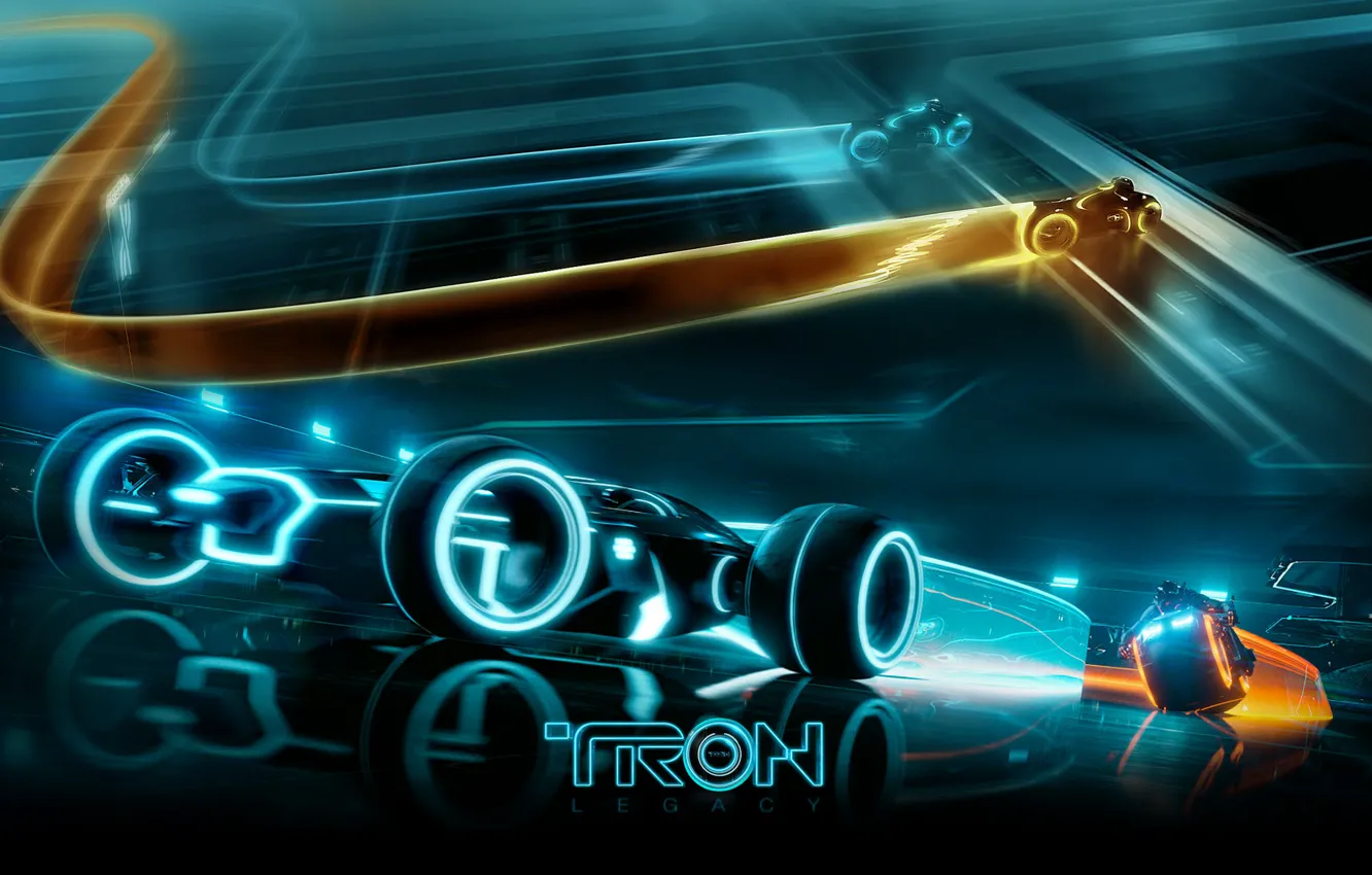 Фото обои Tron Legacy, Гонки, Tron, Трон