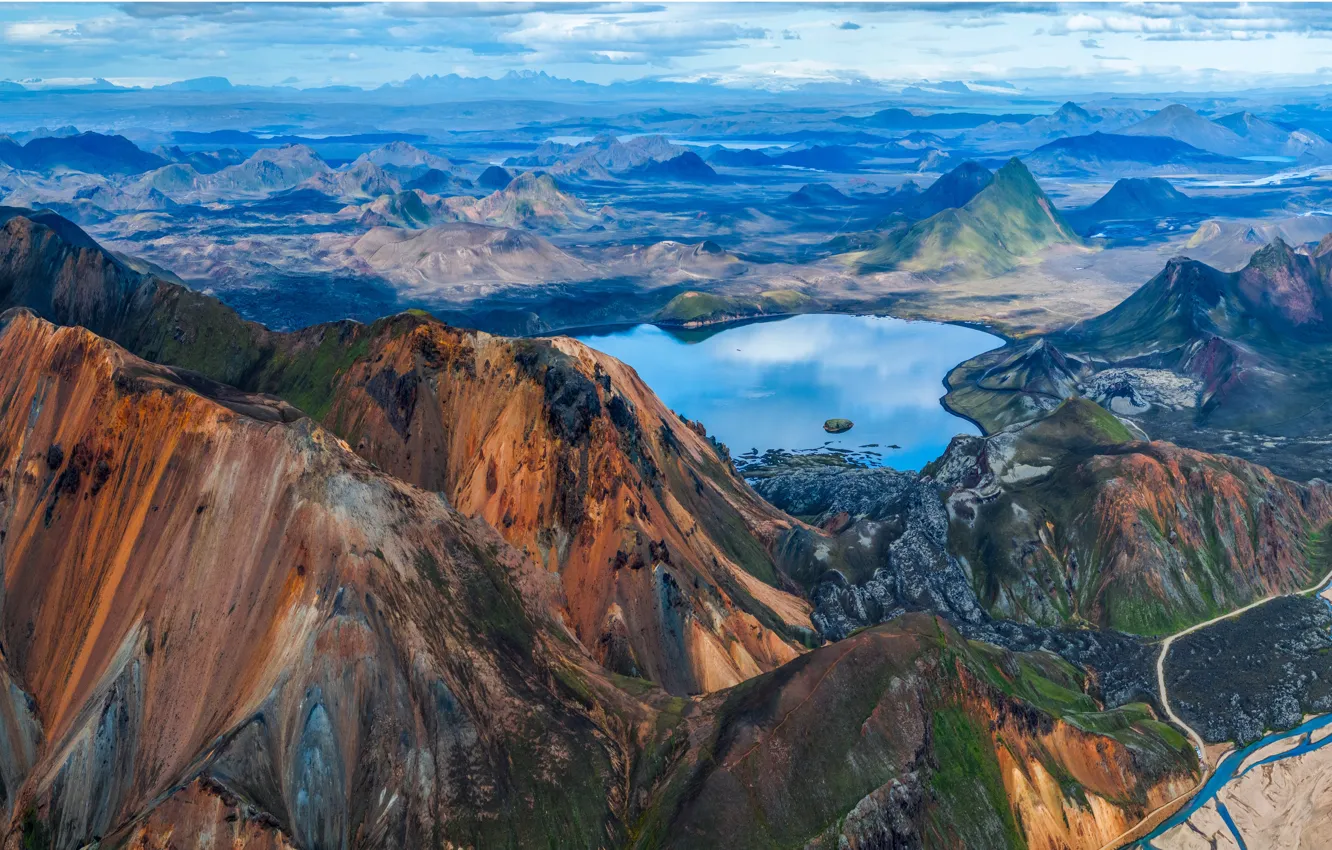 Фото обои горы, озеро, скалы, Исландия, Landmannalaugar
