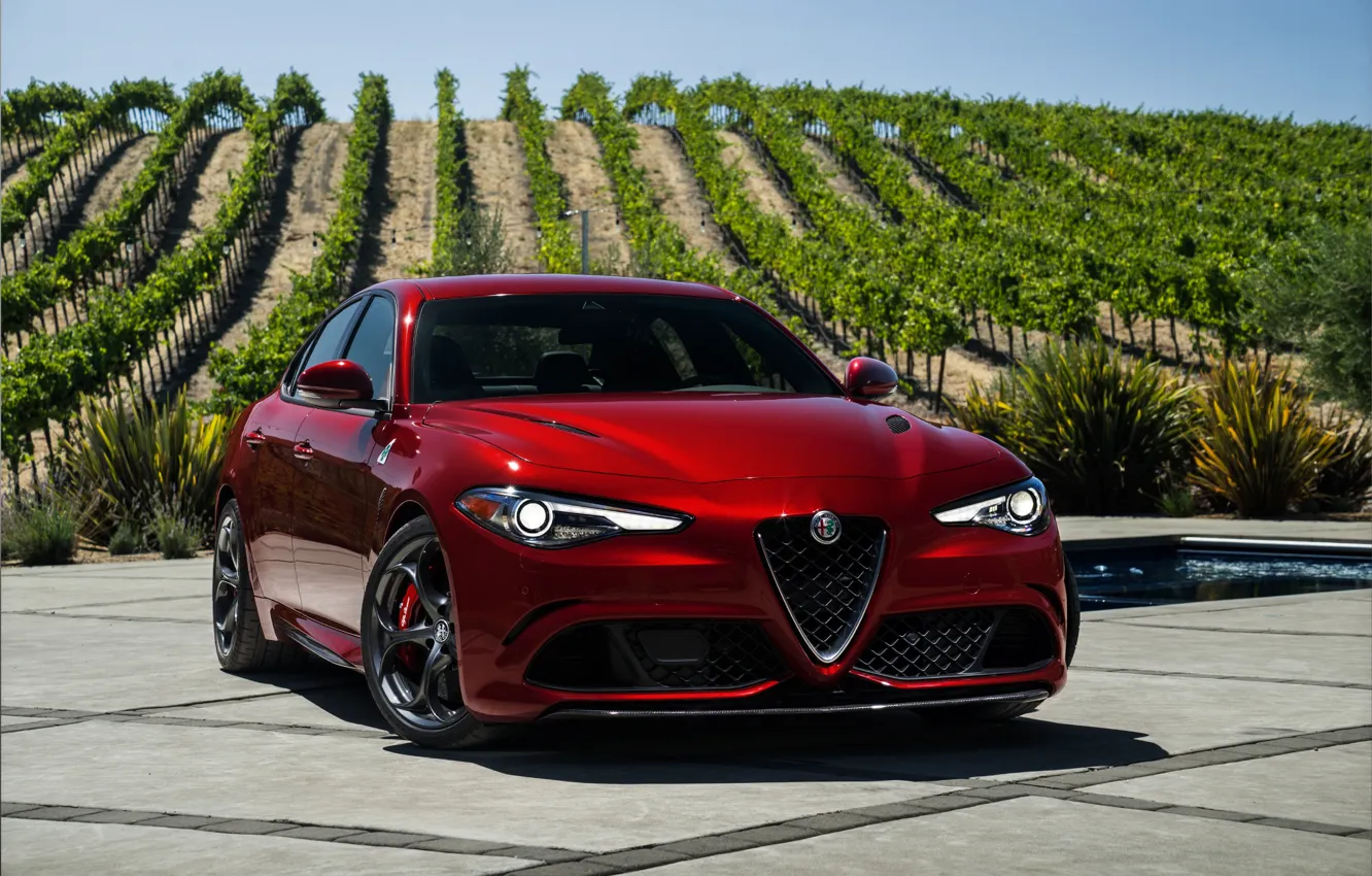 Фото обои Alfa Romeo, альфа ромео, Quadrifoglio, Giulia, джулия