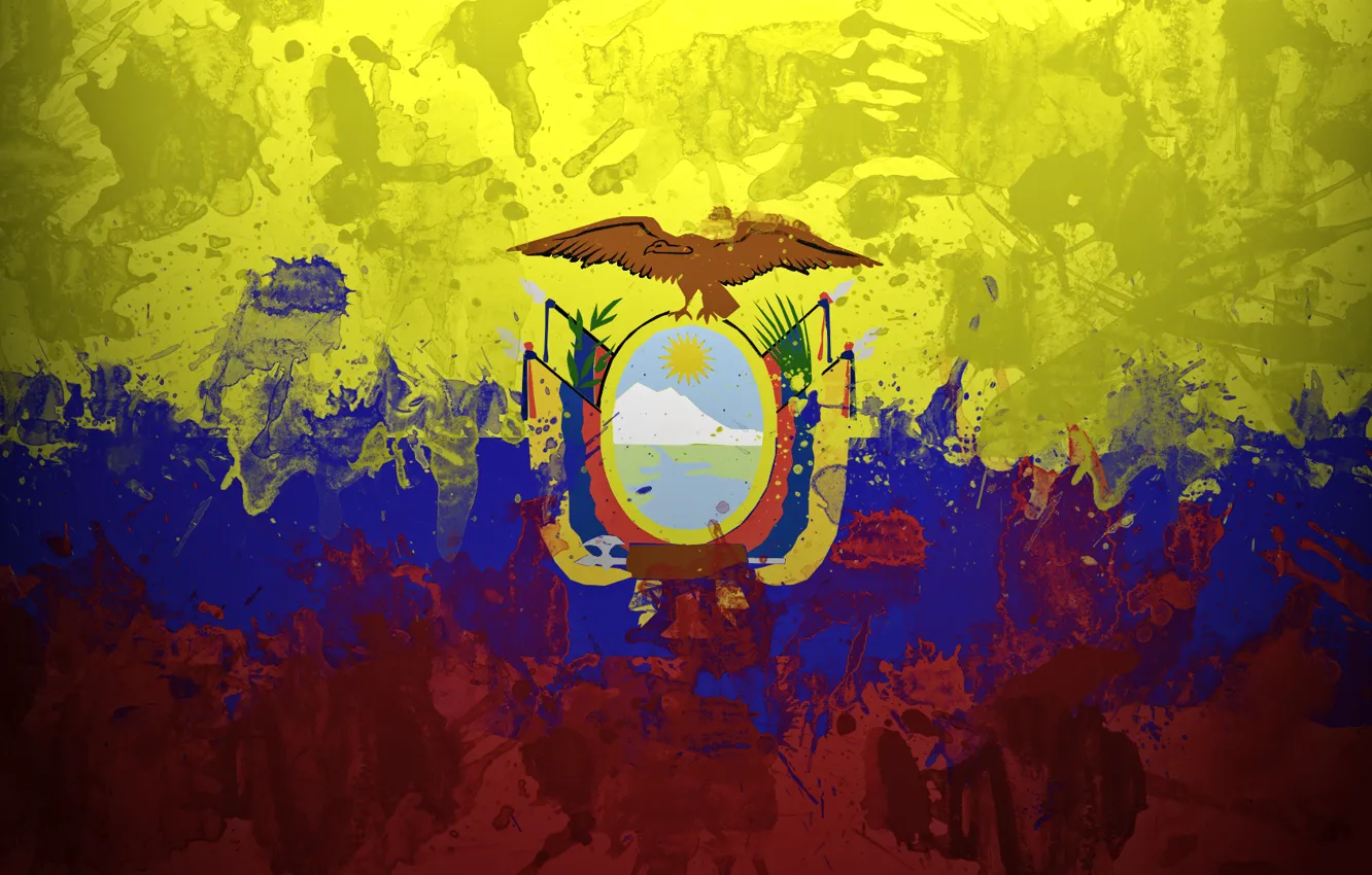 Фото обои краски, флаг, flag, Эквадор, Республика Эквадор, Ikwadur Republika, República del Ecuador